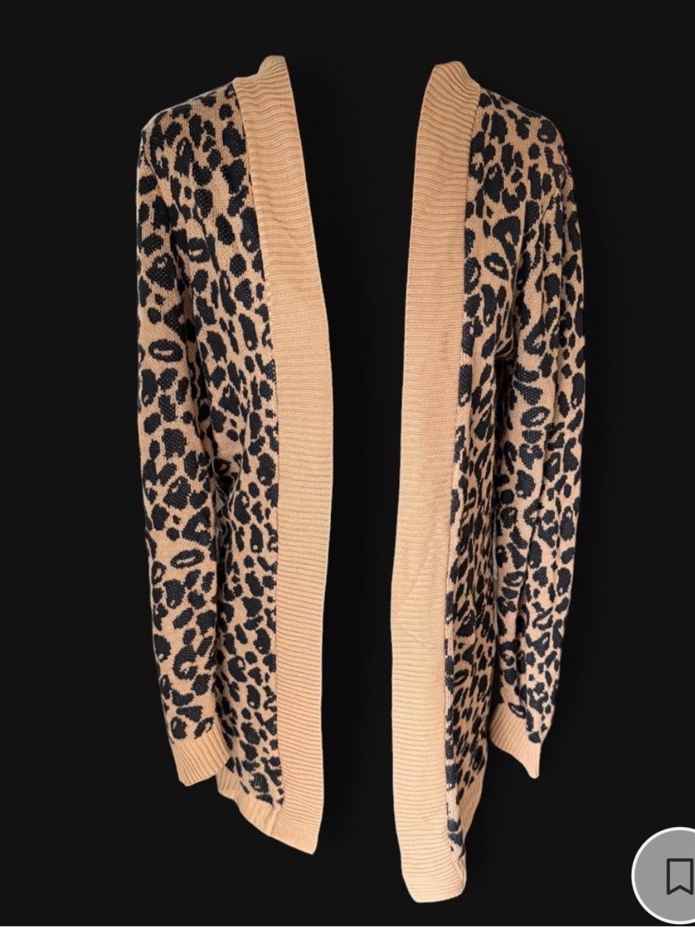 UEC Nine West Leopard Print Open-Front Cardigan in Camel & Black SZ SMALL - Picture 3 of 11